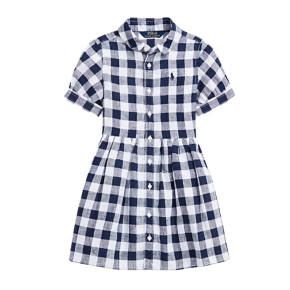 POLO RALPH LAUREN TODDLER GIRL GINGHAM LINEN SHIRTDRESS
